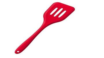Silicone Premium Slotted Turner with Grip Handle, Red Set of 1
